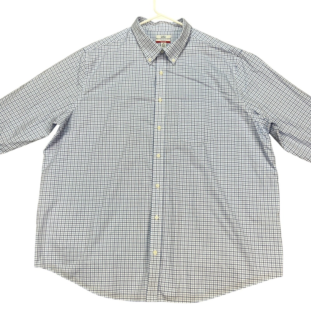 Croft Barrow Shirt Mens‎ 2XB Classic Fit Blue Gingham Check Button Down EUC